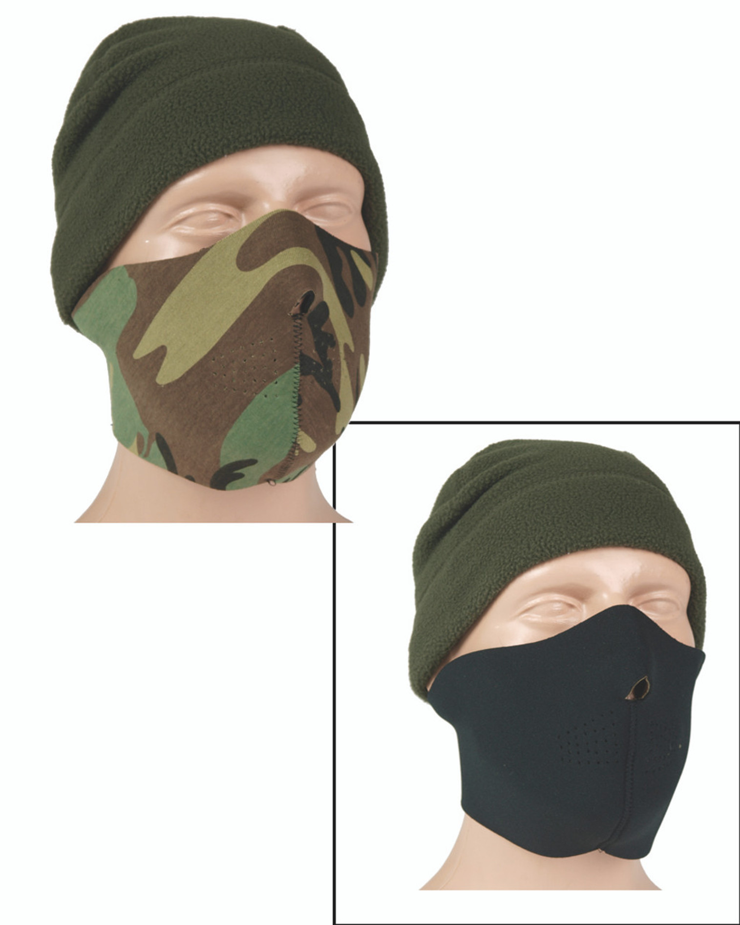 Mil-Tec Black/Woodland Reversible Neoprene Face Mask